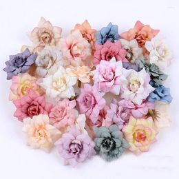 Decorative Flowers 10Pcs Artificial 4.5cm Silk Rose Head For Wedding Home Decoration DIY Wreath Scrapbook Craft Christmas Decor Flower