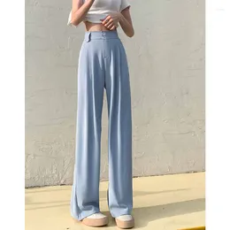 Women's Pants High-waisted Wide-legged Loose Straight Coffee 2023 Summer And Autumn Double Button Casual Suit Female