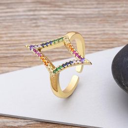 Cluster Rings AIBEF Minimalist Colourful Rhinestone Rhombus Ladies Birthday Party Banquet Geometric Open Adjustable Custom Gift Wholesale