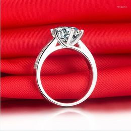 Cluster Rings Test Positive Star Bright 2Ct 8.0mm D Moissanite Diamond Ring Solid 14K White Gold Jewellery Female Anniversary Gift