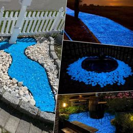 Garden Decorations 5025Pcs Outdoor Luminous Stones Glow In Dark Path Patio Lawn Yard Decoration Fish Tanks DIY Craft Accessories 231011