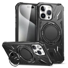 4 Corners Protective Heavy Duty Defender Phone Cases for iPhone 15 15+ 15 Promax 14Promax 13Pro Tough Ring Kickstand Shockproof Cover Support Magnetic Charger
