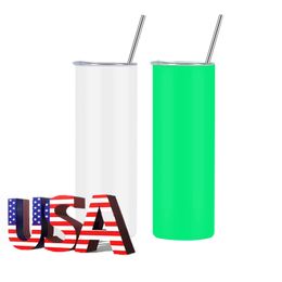 Warehouse Fast Shipping 20oz Double Wall Stainless Steel luminous paint Travel Mug Glow In The Dark Sublimation Tumbler