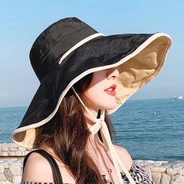 Wide Brim Hats Bucket Hats Fashion Women Sun Protection Beach Cap Spring Summer Sunscreen Hat Big Brim Bucket Hat Edge Anti-ultraviolet Uv Sun Hat UPF 50 231011