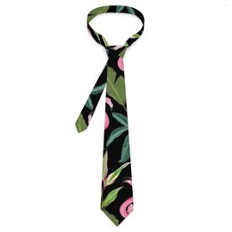 Bow Ties Mens Tie Tropical Birds Neck Pink Flamingo Print Cool Fashion Collar Custom DIY Daily Wear Party Necktie Accessories