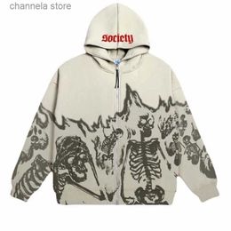 Men's Hoodies Sweatshirts 2022autumn and winter new American retro anime skull hoodie Y2Kfemale models gothic high street casual couples Sweatshirt Hoodie T231011