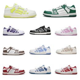 Designer Men Women Casual Shoes Low cut Bone Leather Sneakers Skeleton Blue Red White Black Green Grey Outdoor Training Shoes 36-45