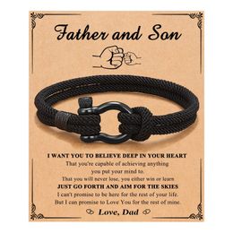 Handmade Woven Braided Bracelets Stainless Steel Horseshoe Buckle Milan Rope Jewellery To My Bonus Son Grandson Nephew Graduation Father Happy Birthday Gifts for Men