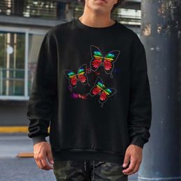 Men's Hoodies Colourful Cute Butterfly Gift Graphic Sweatshirts Men Women Streetwear Crewneck Hooded Tops Oversized Cotton