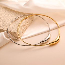 Chains Fashion Simple Golden Titanium Steel Choker Necklace