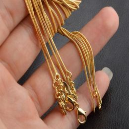 2017 new Top Factory 1mm 18K Gold Plated Snake Chain Necklaces Jewelry 16in 18in 20in 22in 24in 26in 28in 30in 50pcs lo2722