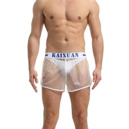 Mens Long Boxer Shorts PVC Transparent Gay Panties Quick Dry Waterproof Sports Underwear Causal Boxershorts Slip Homme Trunks2342