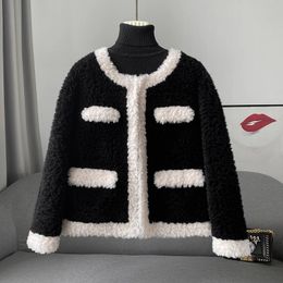 Womens Fur Faux Lamb Wool Winter Elegant Coat Female Girl Sheep Shearling Short Warm Jacket JT3317 231010