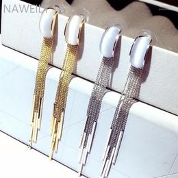 Dangle & Chandelier 2021 Opal Earring Gold Colour Silver Tassel Long Drop For Women Fashion Korean Female Jewellery Gift1187e