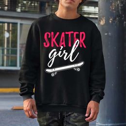 Men's Hoodies Skater Girl Skateboarding Skateboard Girls Gift Sweatshirts Men Women Streetwear Crewneck Hooded Tops Hip Hop Cotton