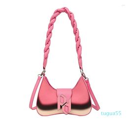 Shoulder Bags Design Sewing Thread Messenger Bag Female Fashion Contrast Color Braided Twist Strap Armpit