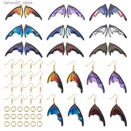 Other Fashion Accessories 9 Pairs Halloween Resin Butterfly Wing Earring Kit with Hooks Jump Rings for Christmas Party Women Shiny Long Drop Earrings Gift Q231011
