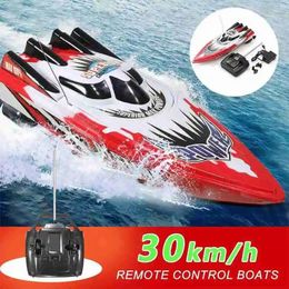 ElectricRC Boats 30kmh High Speed Racing RC Boat Rechargeable Batteries Remote Control Toys for Children Kids Boys Gifts 231010