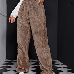 Women's Pants Wepbel Y2K Casual Fleece Solid Colour Trousers Sports Woollen High Waist Loose Autumn Ankle Banded