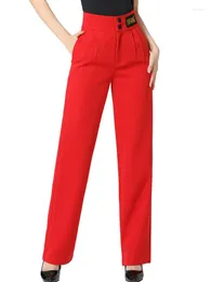 Stage Wear High Waist Ballroom Standard Dance Pants Costume Waltz Button Trousers Latin Girls Solid Colour Women 2023 Urban Clothing