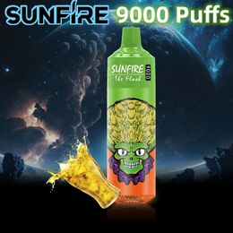 2023 Europe Best Selling Sunfire Tornado 9000 puff Disposables Vapes Mesh Coil 10 Flavors Rechargeable with Type-C 9k Puffs Disposable e-cigarette 6 RGB Light