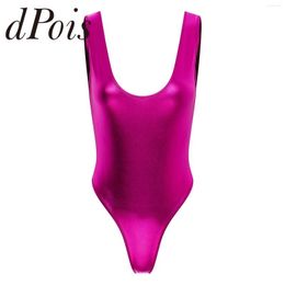 Women's Swimwear Womens Sexy Lingerie Deep U Neck Sleeveless Backless High Cut Jumpsuit For Pool Beach Bodysuit One-Piece Swimsuits