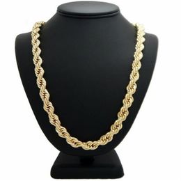 Hip Hop Rope Chain Necklace 14k Gold Plated 10mm 24 inch2707