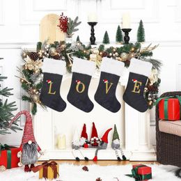 Christmas Decorations Lettering On Stocking Snowflake Letter Stockings Large Capacity Festive Home Decoration Durable