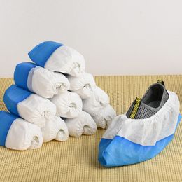Indoor household thickened CPE disposable wear-resistant non-woven fabric foot cover, waterproof, anti slip, breathable film covered shoe cover in rainy days