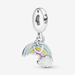 New Arrival 100% 925 Sterling Silver Rainbow & Cloud Dangle Charm Fit Original European Charm Bracelet Fashion Jewellery Accessories300n