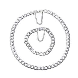 Chains 7Rings Trendy Hip- Style Fashion Stainless Steel Chain Necklace And Bracelet For Women Men Student Jewelry Accessories Gift285u