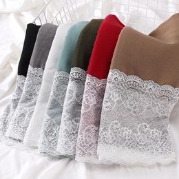 Ethnic Clothing 10pcs Soft Lace Hijab Islamic Plain Cotton Linen Scarf Wedding Style Muslim Shawl Turban Head Wraps Headband Foulard