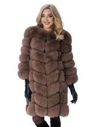 Womens Fur Faux ZADORIN Europe Fashion 90cm Long Trench Coats Coat Women Luxury Splicing Warm Fluffy Jacket Winter Overcoat 231010
