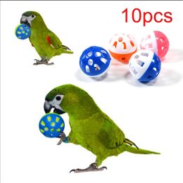 Other Bird Supplies 10pcs Pet Parrot Toy Colourful Hollow Rolling Bell Ball Parakeet Cockatiel Chew Cage Fun Toys 231011