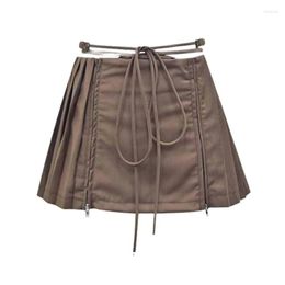 Women's Shorts Spicy Girls High Waist A-line Half Skirt Summer Black Lace Up Sexy Temperament Pleated