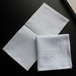 40cm 100% Cotton White Handkerchief Soft Sweat Absorption Women Men Square Handkerchief Pure Color DIY Blank Towel Christmas Gift DBC