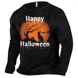 Men's T Shirts Nightshirts For Men Halloween Collection Casual Printed Long Sleeve Shirt Personalized Trendy Western Wear Tops