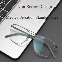 German Brand Handsome Pilot Glasses Frame Men Aviation Stainless Steel Vintage Eyeglasses Women Spectacle Bayamo Fashion Sunglasse258B