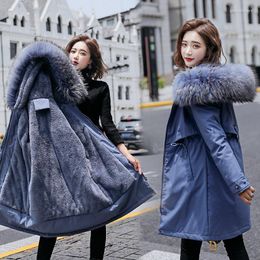 Women's Trench Coats Plus Size M-6XL Fashion Long Cotton Liner Hooded Parka Women Slim With Fur Collar Warm Winter Jacket Coat 2023