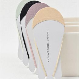 Women Socks Heels Ice Silk Non-slip Half Palm Shallow Mouth Candy Colour Hosiery Sock Slippers Sling Boat Ultra-thin