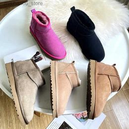 Boots Aobreugg 2023 new fur integrated snow boots natural fur leather wool winter mini snow boots super mini Q231012