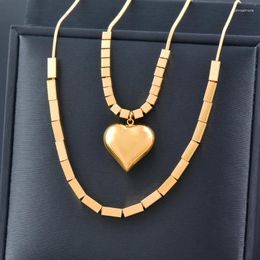 Pendant Necklaces SINLEERY Stainless Steel Gold Color Heart For Women Chain Engagement Jewelry Korean Fashion