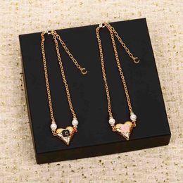 2023 Luxury quality charm short chain pendant necklace charm heart shape in 18k gold plated have stamp box PS4623A