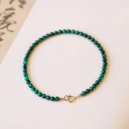 Charm Bracelets Elegant 3mm Peacock Green Malachite Bracelet For Women Crystal Bead Gemstone Jewellery Delicate And Eye-catching Design S