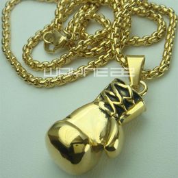 women 18K Gold GF Stainless steel boxing glove Pendant chain necklace N216B250r