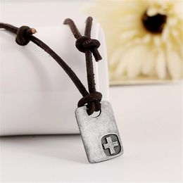 Pendant Necklaces 2023 Male Jewelry Vintage Rope Leather Necklace Men's Colliers Colar Couro Hand Make Jewellery