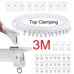 Curtain Poles Curved Track Rail Top Clamping Flexible Ceiling Mounted Straight Windows Balcony Pole Accessories 231010