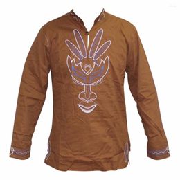 Men's Casual Shirts Mr Hunkle Embroidery Shirt Spring And Autumn Long Sleeve Mandarin Collar Clothing With Single Button