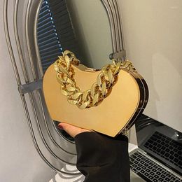 Evening Bags Fashion Women Gold PVC Box Shoulder Designer Chain Crossbody Small Purses And Handbag Shiny Party Clutch