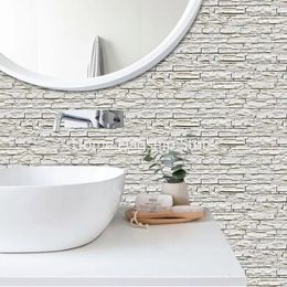 Wall Stickers 2023 PVC Waterproof Self Adhesive 3D Tile Sticker Bathroom Kitchen Decor DIY Home 10cmx20cmx24pcs 231010